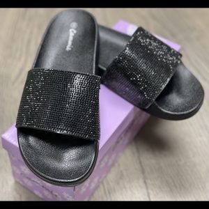 Cammie Women Slide On Sandals With Glitter NWB!